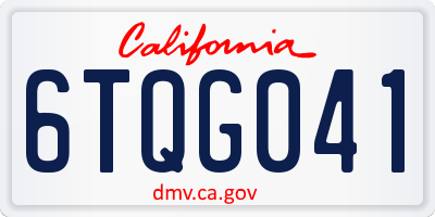 CA license plate 6TQG041