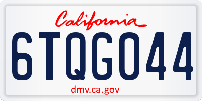 CA license plate 6TQG044