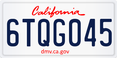 CA license plate 6TQG045