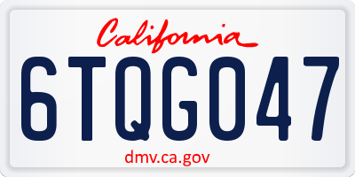 CA license plate 6TQG047
