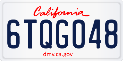 CA license plate 6TQG048