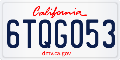 CA license plate 6TQG053