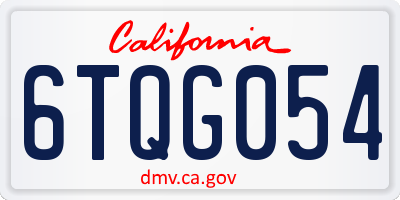 CA license plate 6TQG054