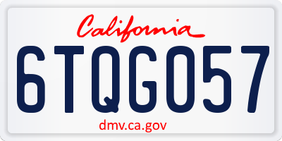 CA license plate 6TQG057