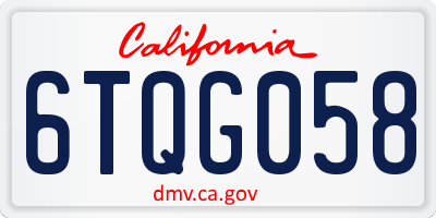 CA license plate 6TQG058