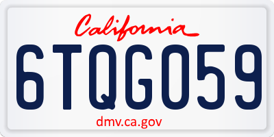 CA license plate 6TQG059