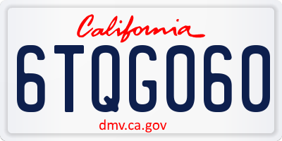 CA license plate 6TQG060