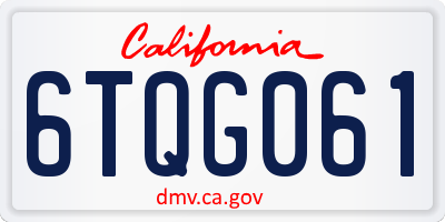 CA license plate 6TQG061