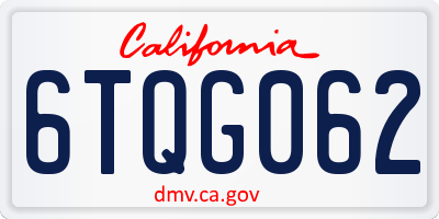 CA license plate 6TQG062