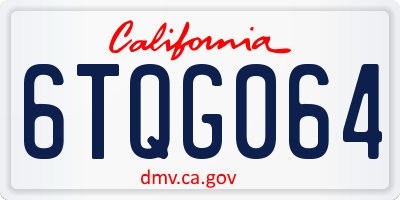 CA license plate 6TQG064