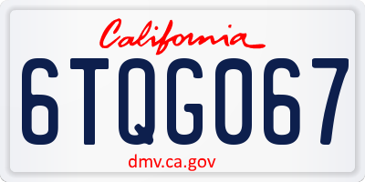 CA license plate 6TQG067