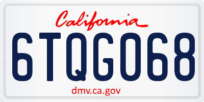 CA license plate 6TQG068