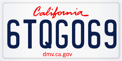 CA license plate 6TQG069