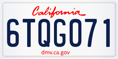 CA license plate 6TQG071