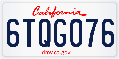 CA license plate 6TQG076