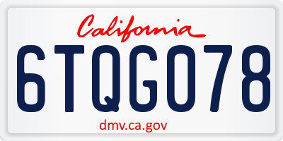 CA license plate 6TQG078