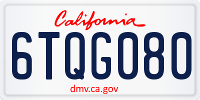 CA license plate 6TQG080