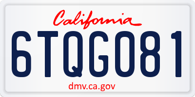 CA license plate 6TQG081