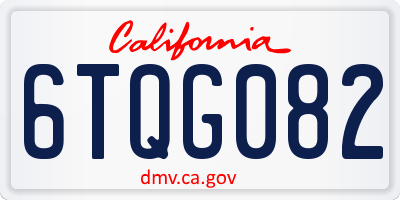 CA license plate 6TQG082