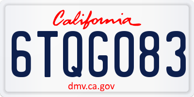 CA license plate 6TQG083