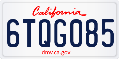 CA license plate 6TQG085