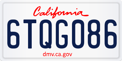 CA license plate 6TQG086