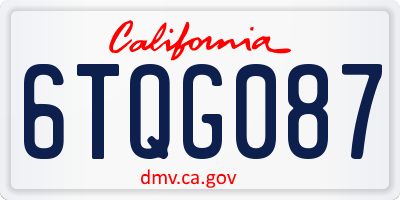 CA license plate 6TQG087