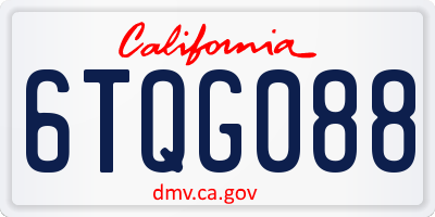 CA license plate 6TQG088