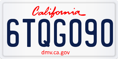 CA license plate 6TQG090