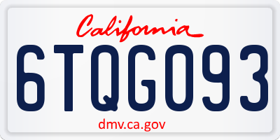 CA license plate 6TQG093