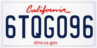 CA license plate 6TQG096
