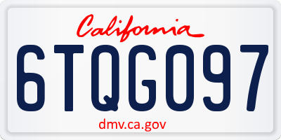 CA license plate 6TQG097