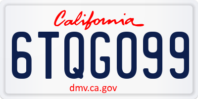 CA license plate 6TQG099