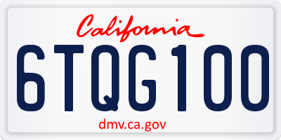 CA license plate 6TQG100