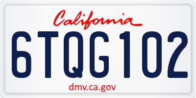 CA license plate 6TQG102