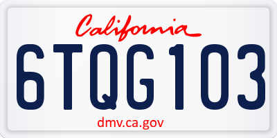 CA license plate 6TQG103