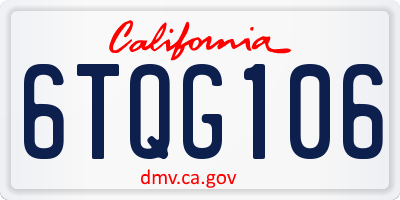 CA license plate 6TQG106