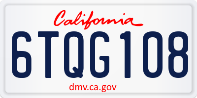 CA license plate 6TQG108