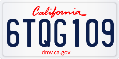 CA license plate 6TQG109