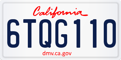 CA license plate 6TQG110