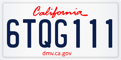 CA license plate 6TQG111
