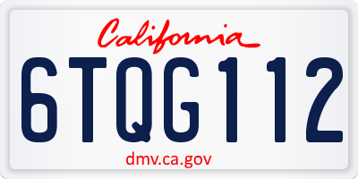 CA license plate 6TQG112