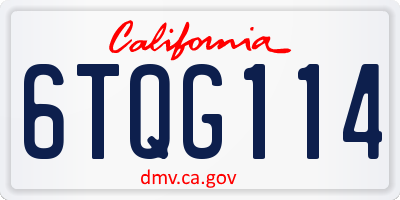 CA license plate 6TQG114