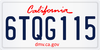 CA license plate 6TQG115