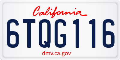 CA license plate 6TQG116
