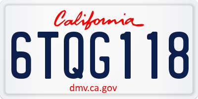 CA license plate 6TQG118