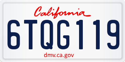 CA license plate 6TQG119