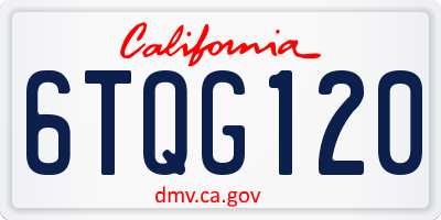 CA license plate 6TQG120