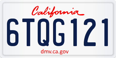 CA license plate 6TQG121