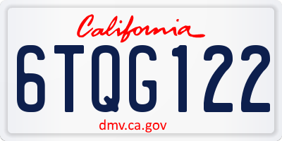 CA license plate 6TQG122